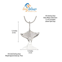 Realistic Manta Ray Necklace – Sea Life Collection – Sterling Silver