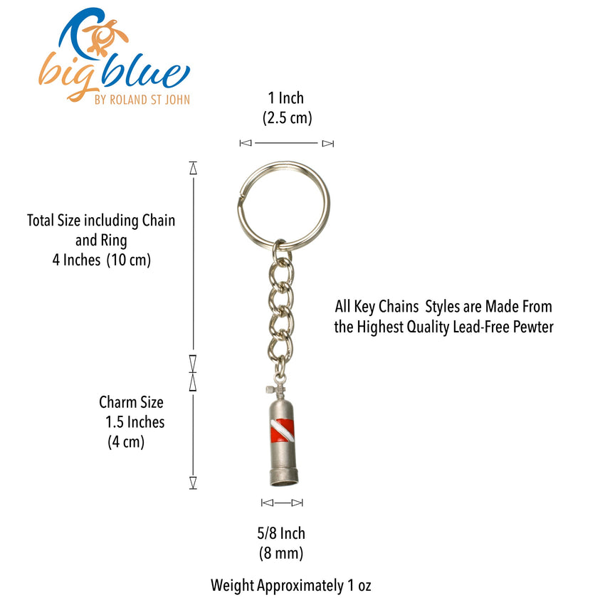 Scuba Tank Keychain with Dive Flag – Diver’s Collection – Pewter