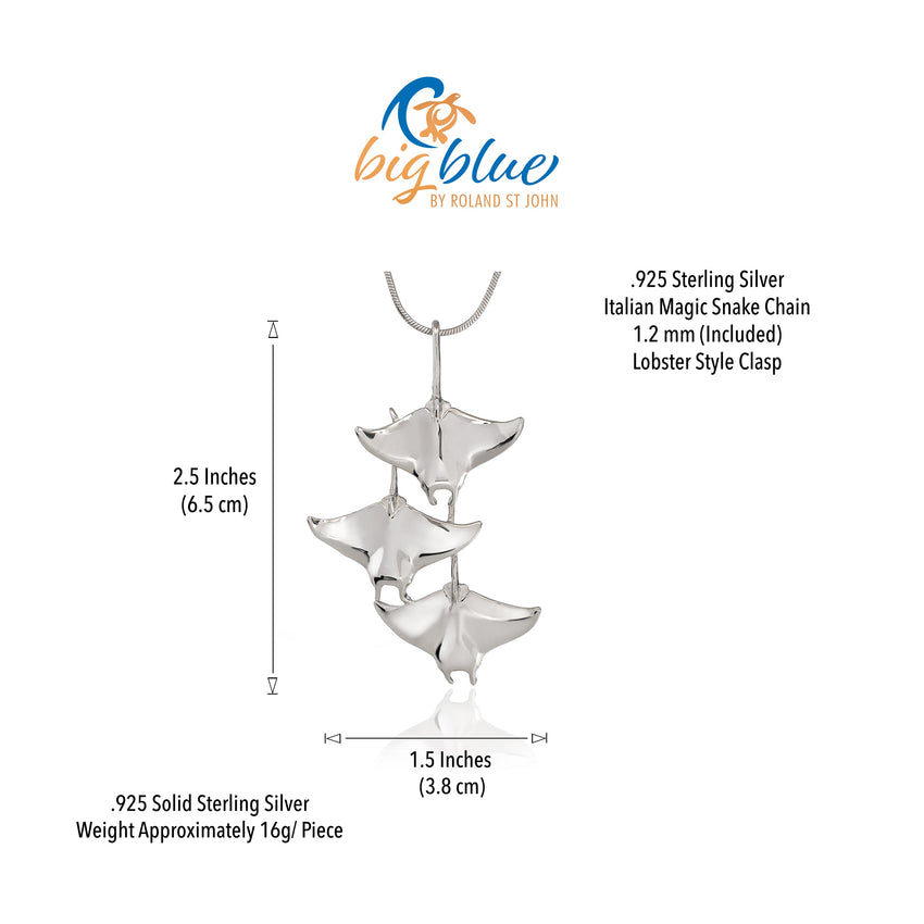 Manta Ray Necklace  – Ocean in Motion Collection – Sterling Silver
