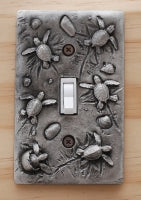 Sea Turtle Hatchlings Single Switch Plate –  Pewter