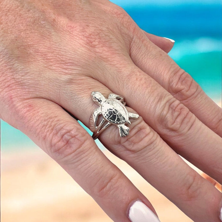 Sea Turtle Hatchling Ring - Sea Life Collection - Sterling Silver Success