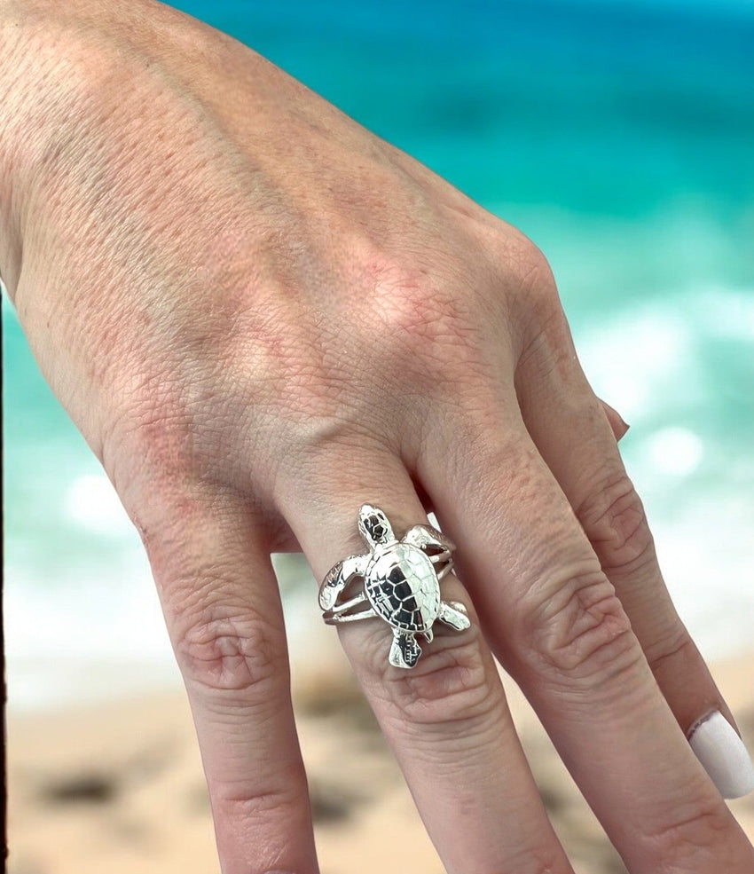 Sea Turtle Hatchling Ring - Sea Life Collection - Sterling Silver Success