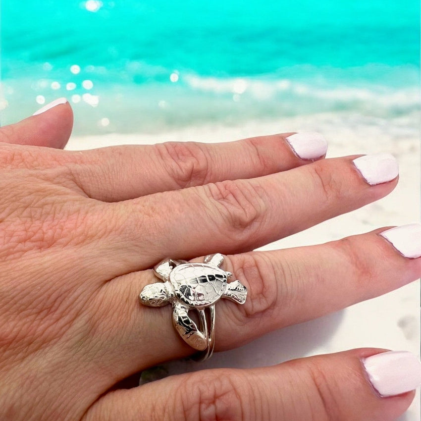 Sea Turtle Hatchling Ring - Sea Life Collection - Sterling Silver Success
