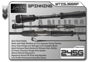 WTISJ66MF   6'6" Medium Fast Spinning Rod  **TITANIUM SERIES**