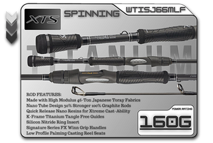 WTISJ66MLF   6'6" Medium Light Fast Spinning Rod  **TITANIUM SERIES**