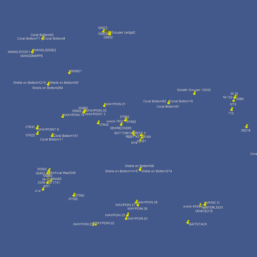 Venice Fishing Spots - Nearshore Numbers