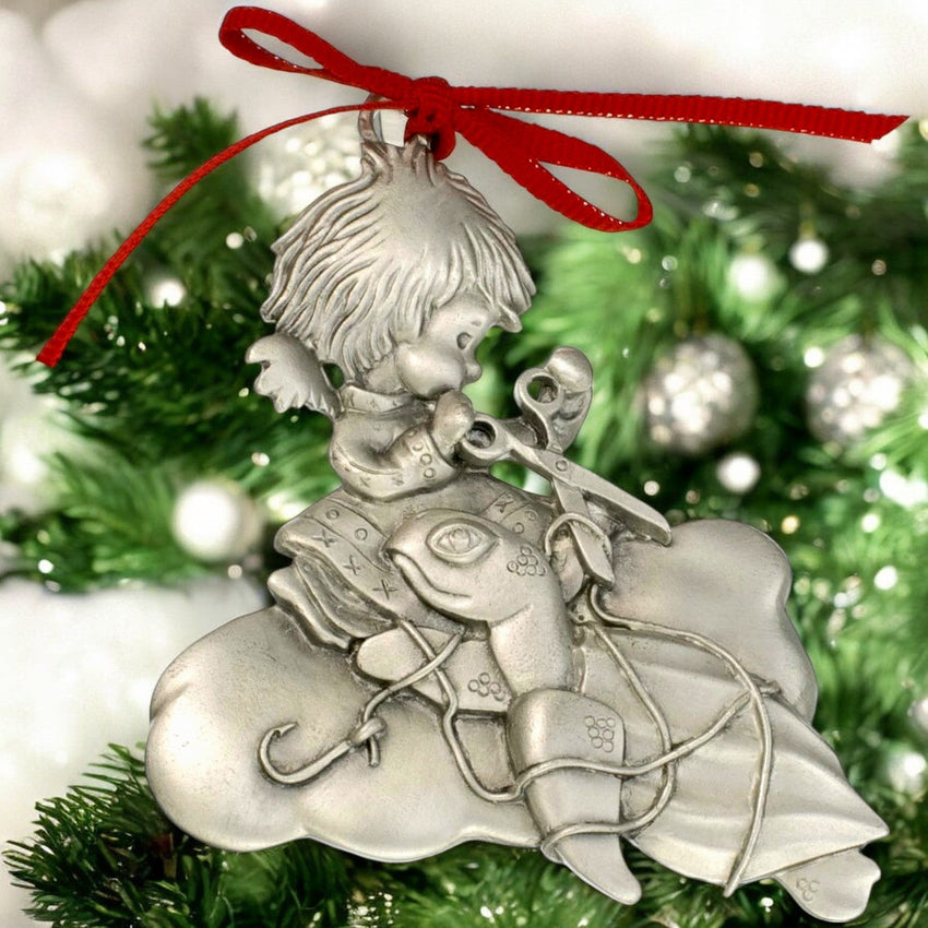 Sea Turtle Christmas Tree Ornament – Ocean Angel Collection - Eco-Friendly Pewter