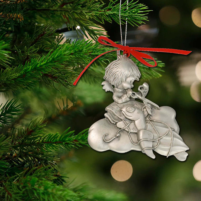 Sea Turtle Christmas Tree Ornament – Ocean Angel Collection - Eco-Friendly Pewter