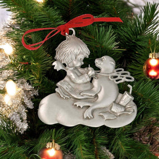 Sea Lion Christmas Tree Ornament – Ocean Angel Collection - Eco-Friendly Pewter