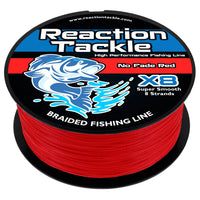 Reaction Tackle X8 Braided Fishing Line - NO FADE Red 8 Strand - NEW