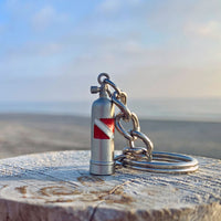 Scuba Tank Keychain with Dive Flag – Diver’s Collection – Pewter